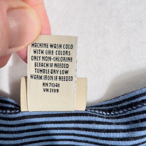 L.L. Bean Boat Neck Shirt Woman's XL Reg Navy Stripes Luxury Supima Cotton - Picture 5 of 8